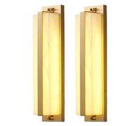 KKXXYQFC 17.7" Marble Wall Light Square Alabaster Sconce Lighting Linear Long Tube Brass Bedroom Wall Light Stone Marble Wall Lamp 3-Color Dimming Alabaster Wall Light For Bathroom Living Room Kitche