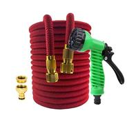 KKXXYQFC 25-100FT Diameter 1/2'' Expandable High Pressure Hose Flexible Water Pipe HighPressure Multifunctional Spray Gun Home Garden Watering Tool(Red hose BT)