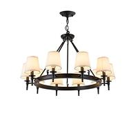 KKXXYQFC 3/6/8/10-Lights Chandelier with Fabric Shade Pendent Lighting Iron Metal Hanging Light for Bedroom Kitchen,Garage,Living Room, Dining Room (Color : Black, Size 10-Hea
