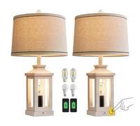 KKXXYQFC 3-Way USB-C Touch Table Lamp with Beige Shade, Versatile and Aesthetic for Bedrooms, Living Rooms, and Office (Black)