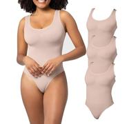 KKXXYQFC 3Pcs Women Bodysuit Tummy Control Body Sculpting Open Crotch Thong Butt Lifting Shapewear Seamless