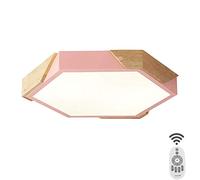 KKXXYQFC 50Cm Pink Geometric Ceiling Light, Creative Acrylic Ceiling Light,36W Led Close to Ceiling Wood Light Fixtures,Nordic Ceiling Lamp 2700-3000Lm for Bedroom Dining Room,Dimmable+Remote,40Cm