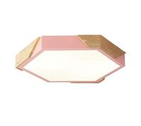 KKXXYQFC 50Cm Pink Geometric Ceiling Light, Creative Acrylic Ceiling Light,36W Led Close to Ceiling Wood Light Fixtures,Nordic Ceiling Lamp 2700-3000Lm for Bedroom Dining Room,Warm White,30Cm