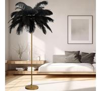 KKXXYQFC 63'' Ostrich Feather Floor Lamp - Ele d Iron Art Nordic Sle Bedside Lighting Creative Black e Perfect for Living Room & Bedroom Decor