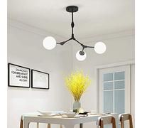 KKXXYQFC 8 Lights Chandelier Sputnik Mid Century Pendant Light Fixture Adjustable Boom Ceiling Light Fixture for Kitchen Dining Room Living Room,Black,3 Lights