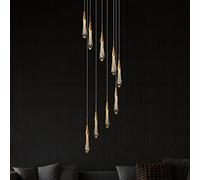 KKXXYQFC 9 Light Dimmable LED Crystal Chandelier Elegant Gold Ceiling Pendant for Living Room Hall & Stairs 45W Lighting Fixture