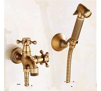 KKXXYQFC Antique Brass Bathroom Bidet Faucet Toilet Bidet Shower Set Portable Bidet Spray with Shower Holder and 1.5M Hose Handheld Bidet Toilet
