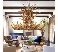 KKXXYQFC Antler Chandelier 9 Light, Resin Deer Horn Pendant Rustic for Kitchen Living Room, Dining Bedroom, Cafes (9 Lights)