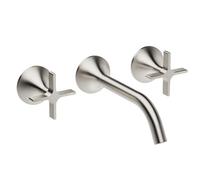KKXXYQFC Basin Mixer Tap Bathroom Sink Taps 3 Hole Wall Mounted Hot and Cold 360° Rotating Double Cross Handle White Lavatory Faucet