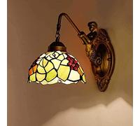 KKXXYQFC Bedroom Led Wall Lights, Stained Glass Grape E27 Wall Lamp, Scrt Style Bedside Wall Lantern, European Cafe Hotel Corridor Decoration Sconce Wall Wash Lights Wall Lamp,B