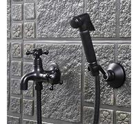 KKXXYQFC Bidet Faucets Wall Black Cold Brass Water Toilet Corner Valve Handheld Hygienic Shower Head Anal Cleaning Ass BidetBidet Faucet Set C