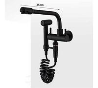 KKXXYQFC Bidet Faucets Wall Brass Black Cold Water Toilet Corner Valve Handheld Hygienic Shower Head Anal Cleaning Ass Bidet Muslim,35Cm