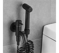 KKXXYQFC Bidets Faucet Chrome/Black Brass Wall Mounted Mop Slot Tap Cold Water Toilet Corner Valve Handheld Bidets Spray Sets ToiletBlack