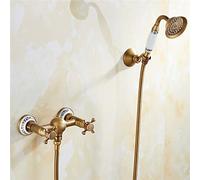 KKXXYQFC Bidets Faucets Antique Brass Floral Pattern Single Cold Bathroom Wall Handheld Hygienic Spray Wash Toilet Faucets Muslim Toilet Antique Brass D