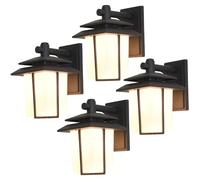 KKXXYQFC Black Outdoor Wall Light White Glass Wall Sconce Aluminum Waterproof Wall Mount Lamp Rustic E27 Farmhouse Lantern External Garden Wall Light For Courtyard Villa Driveway