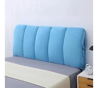 KKXXYQFC Blue Short Plush Upholstered Bed Headboard Cover with Thick Padding Dustproof Protector for Twin Queen King Size Beds Washable Slipcover for Reading Pillow 150x50cm