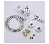 KKXXYQFC Brass Bidet Sprayer Faucet with Hot and Cold Water Mixer Hand held Wall Mounted for Bathroom Kitchen Grey Whole Set(Chrome Set)