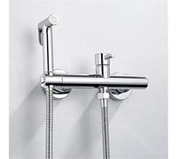 KKXXYQFC Brass Handheld Bidet Sprayer Kit Press Jet Hot and Cold Mixer Valve Wall Mounted Toilet Bidet Faucet Hole Distance 15Cm,Chrome A