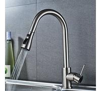 KKXXYQFC Brushed Single Handle Kitchen Faucets Multi-Directional Hot and Cold Spray Faucet Pull Out Kitchen Tap Mixer