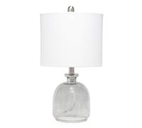 KKXXYQFC Coastal-Style Table Lamp with A Clear Glass Base White Shade, Perfect Bedroom and Home Interiors. Suitable for Living Room, Dormitory, Office,(Mercury+White)