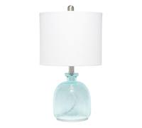 KKXXYQFC Coastal-Style Table Lamp with A Clear Glass Base White Shade, Perfect Bedroom and Home Interiors. Suitable for Living Room, Dormitory, Office,(Mercury+White)