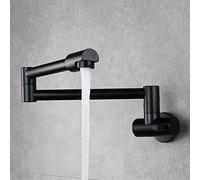 KKXXYQFC Copper Single Cold Kitchen Faucet, Rotating Folding Stretch Sink, Handle Pot Filler with Double Joint Swing Arms, 1 Hole Wall Mounted,Gold(Nero)