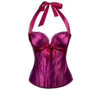 KKXXYQFC Corset Top For Women - Solid Color Hanging Neck Push Up Purple Bustier,Court Style Victorian Sliming Waist Cincher Body Shapewear