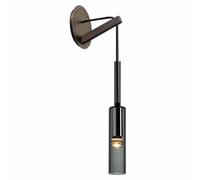 KKXXYQFC Creative Smoke Gray Glass Wall Light Beer Bottle Crystal Glass Wall Lamp Cylindrical Long Tube Wall Sconce Brass Adjustable Height Wall Mount Lighting For Bedroom Living Room Hallway