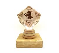 KKXXYQFC Decor Desk Lamp Ornament for Table, Constellation Totem Engraved Woooden Cube with LED Night Light Base for Bedside Bedroom Living-Room White Light Capricorn