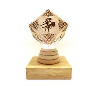 KKXXYQFC Decor Desk Lamp Ornament for Table, Constellation Totem Engraved Woooden Cube with LED Night Light Base for Bedside Bedroom Living-Room White Light Gemini