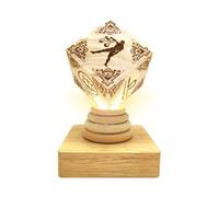 KKXXYQFC Decor Desk Lamp Ornament for Table, Constellation Totem Engraved Woooden Cube with LED Night Light Base for Bedside Bedroom Living-Room Yellow Light