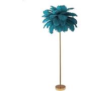 KKXXYQFC Dimmable LED Blue Ostrich Feather Floor Lamp - Tall Decorative Standing Light with Foot for Bedroom Kitchen Restaurant & Office (160cm) - Unique Corner Reading Lamp