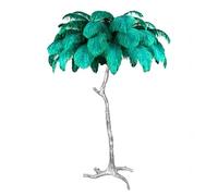 KKXXYQFC Dimmable Ostrich Feather Floor Lamp with Silver Base Colorful Detive Light E14 LED Foot 120x80cm/47x32in - Home Decor in Green White
