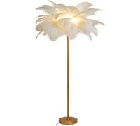 KKXXYQFC Dimmable White Ostrich Feather Floor Lamp - Luxury LED Standing Light with Foot Elegant Corner Reading Lamp for Bedroom Living Room Kitchen & Office (115cm)