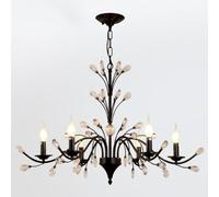 KKXXYQFC E14 American crystal candle chandelier, retro living room lamp, atmospheric restaurant clothing store lamp,6 heads