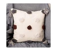 KKXXYQFC Geometric Tassels Cushion Cover Tuft Woven Pillowcase White Black Pillow Home Sofa Decoration 45x45cm