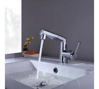 KKXXYQFC home bathroom pull-out faucet multifunctional hot and cold sink countertop faucet, chrome color