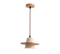 KKXXYQFC Japanese Style Yellow Travertine Pendant Lamp Single Head Light with Log Hanging Lighting for Kitchen Island Dining Room E27 Chandelier