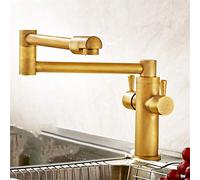 KKXXYQFC Kitchen Faucet Bottom Pan Universal Foldable Rotary Faucet Black Dishwasher Cold Water Mixer Double Handles,to Fake Something Antique