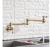 KKXXYQFC Kitchen Sink Faucet for Bar Farmhouse Commercial, Black Rotated Cold Water Tap, Solid Brass Basin Swivel Faucets, Wall Mounted Pot Filler(Brushed Gold)