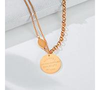 KKXXYQFC Korean English Letters Geometry Circular Steel Necklaces Punk Style Trendy Hip Hop Chain 18k Plated Jewelry