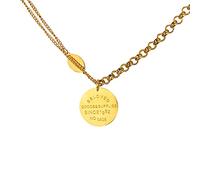 KKXXYQFC Korean English Letters Geometry Circular Steel Necklaces Punk Style Trendy Hip Hop Chain 18k Plated Jewelry