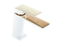 KKXXYQFC Luxury Black Deck Mounted Bathroom Basin Mixer Tap 6 Color Vessel Sink Faucet Hot Cold Water for(White and gold)