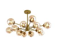 KKXXYQFC Magic Bean Chandelier, Creativity Glass Ceiling Light,LED Nordic Light Luxury Wrought Iron During Lights,For Restaurant Living Room-Gold and amber cover 12t
