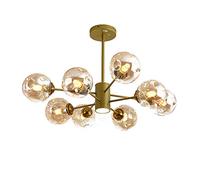 KKXXYQFC Magic Bean Chandelier, Creativity Glass Ceiling Light,LED Nordic Light Luxury Wrought Iron During Lights,For Restaurant Living Room-Gold and amber cover 8t
