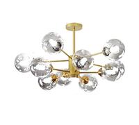 KKXXYQFC Magic Bean Chandelier, Creativity Glass Ceiling Light,LED Nordic Light Luxury Wrought Iron During Lights,For Restaurant Living Room-Gold and soot cover 10t