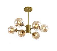 KKXXYQFC Magic Bean Chandelier, Creativity Glass Ceiling Light,LED Nordic Light Luxury Wrought Iron During Lights,For Restaurant Living Room-Gold and amber cover 6t