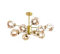 KKXXYQFC Magic Bean Chandelier, Creativity Glass Ceiling Light,LED Nordic Light Luxury Wrought Iron During Lights,For Restaurant Living Room-Gold and amber cover 10t