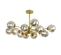 KKXXYQFC Magic Bean Chandelier, Creativity Glass Ceiling Light,LED Nordic Light Luxury Wrought Iron During Lights,For Restaurant Living Room-Gold and soot cover 12t