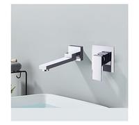 KKXXYQFC Matte Black Rotate Spout Basin Faucet Wall Mounted Bathroom Hot & Cold Water Mixer Tap Concealed Install Washing Crane Faucets(Chrome B)